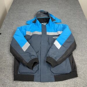 Amazon Delivery Jacket Mens L Blue Grey Reflective Luly Yang Uniform Bomber